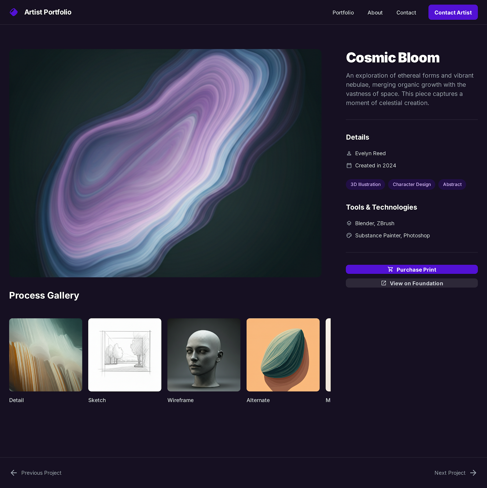 A minimalist portfolio website for a photographer.